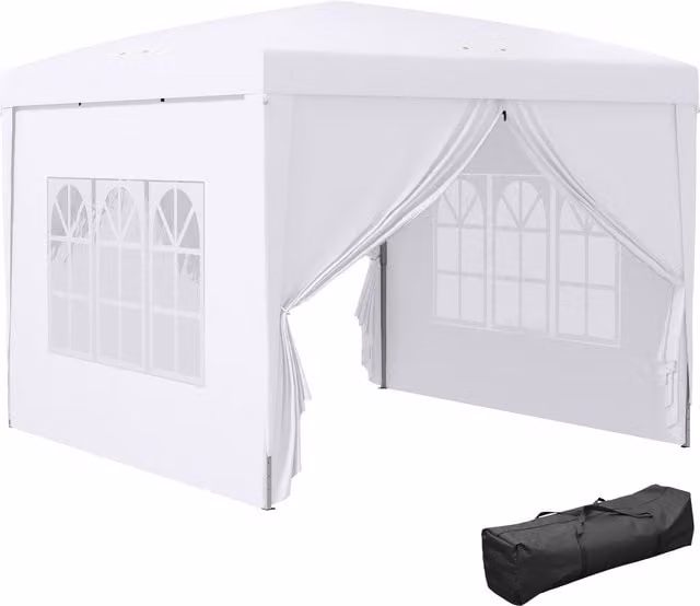 Outsunny White Pop Up Gazebo with Steel Frame and Windows, W/D/H: 295 x 295 x 258 cm – 1