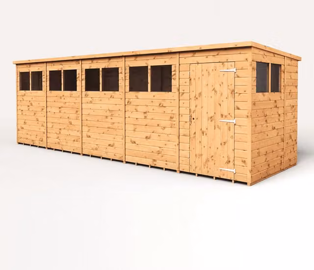 Empire Sheds Brown Pent Modular Garden Shed with Single Door and Windows