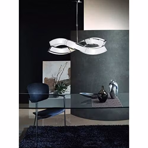 Netlighting Inspired Mantra Duna E27 Linear Pendant 3 Light Bar in Polished Chrome and White Acrylic with Grey Accents – 3