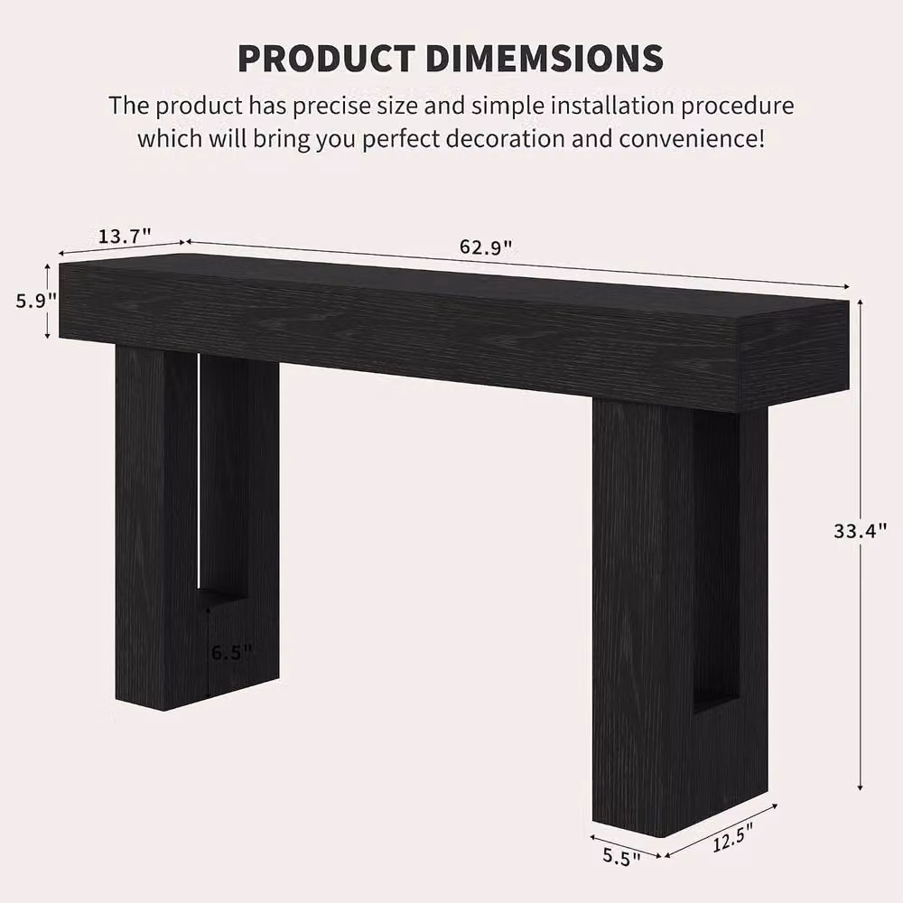 London Boutique Black Wood Console Table, W: 160 cm – 2