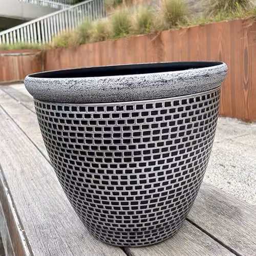 Gr8 Garden Cromarty Round Plastic Plant Pot Planter, Silver, Pack of 2, Diameter: 36 cm – 2