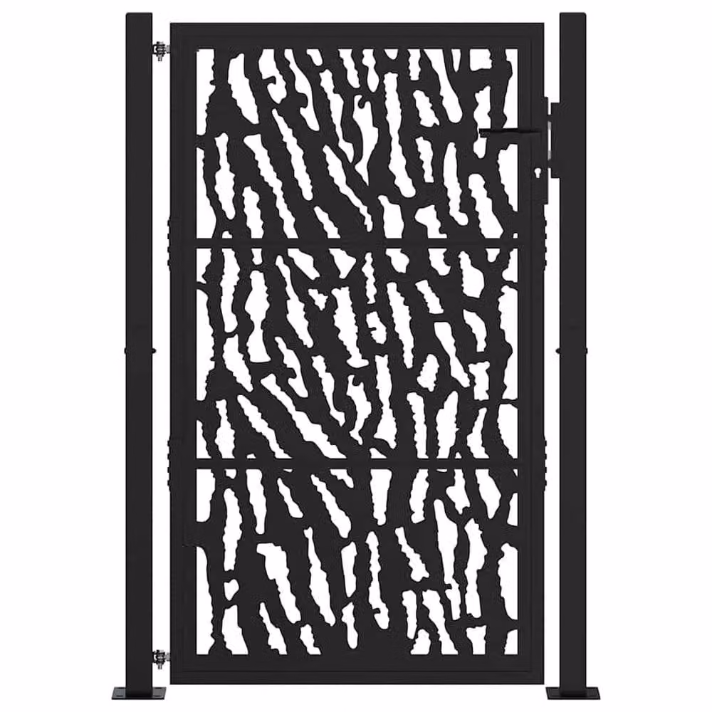 Berkfield Black Steel Garden Gate with Trace Design, W: 105 cm, H: 155 cm – 3