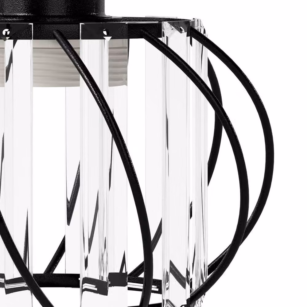 Emitto Modern Crystal Semi Flush Mount Ceiling Light in Black and Transparent – 6