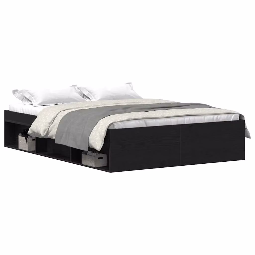 Berkfield Home Bed Frame in Black Oak, Brown Engineered Wood, W: 135 cm, L: 190 cm – 1