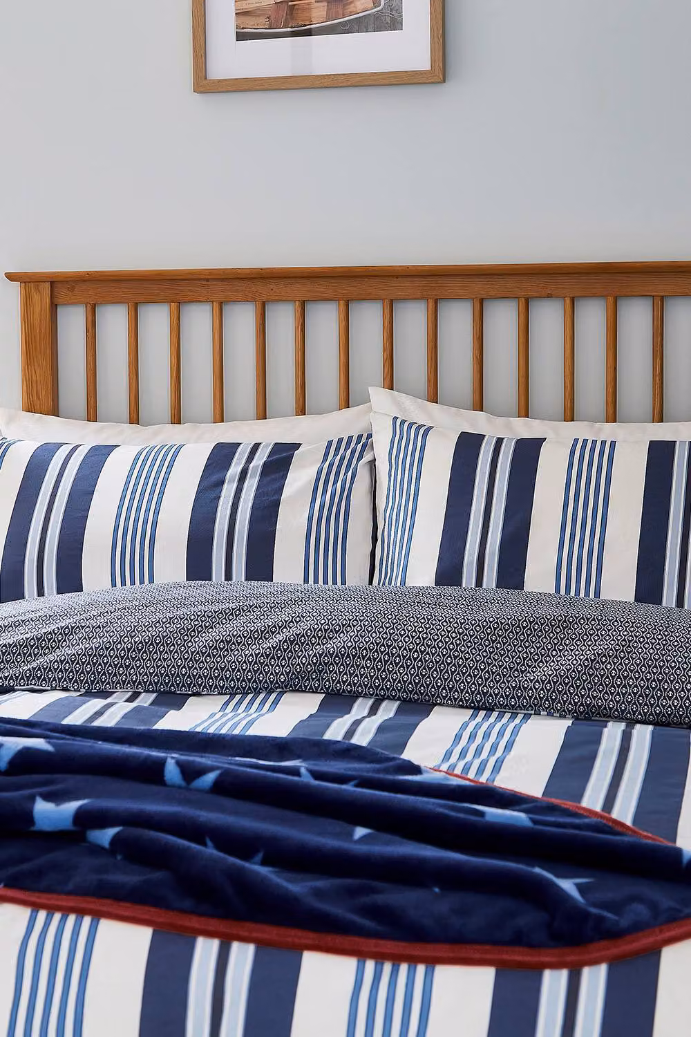 Helena Springfield Huntington Stripe Reversible Cotton Duvet Cover and Pillowcase Set, Blue and White, W: 180 cm, H: 200 cm – 2