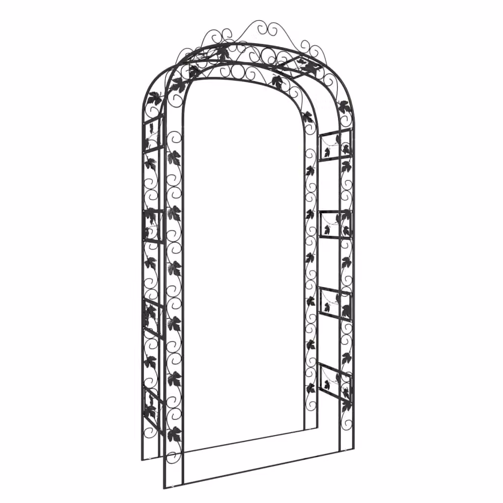 Berkfield Home Black Steel Garden Arch Trellis Support W/D/H: 116 x 45 x 240 cm – 2