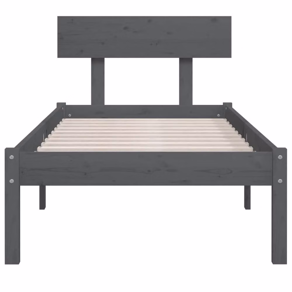 Berkfield Home Modern Single Bed Frame in Grey Solid Pine Wood, W/D/H: 90 x 200 cm – 3