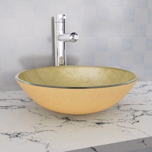 Berkfield Home Gold Tempered Glass Basin, Diameter: 42 cm – 1