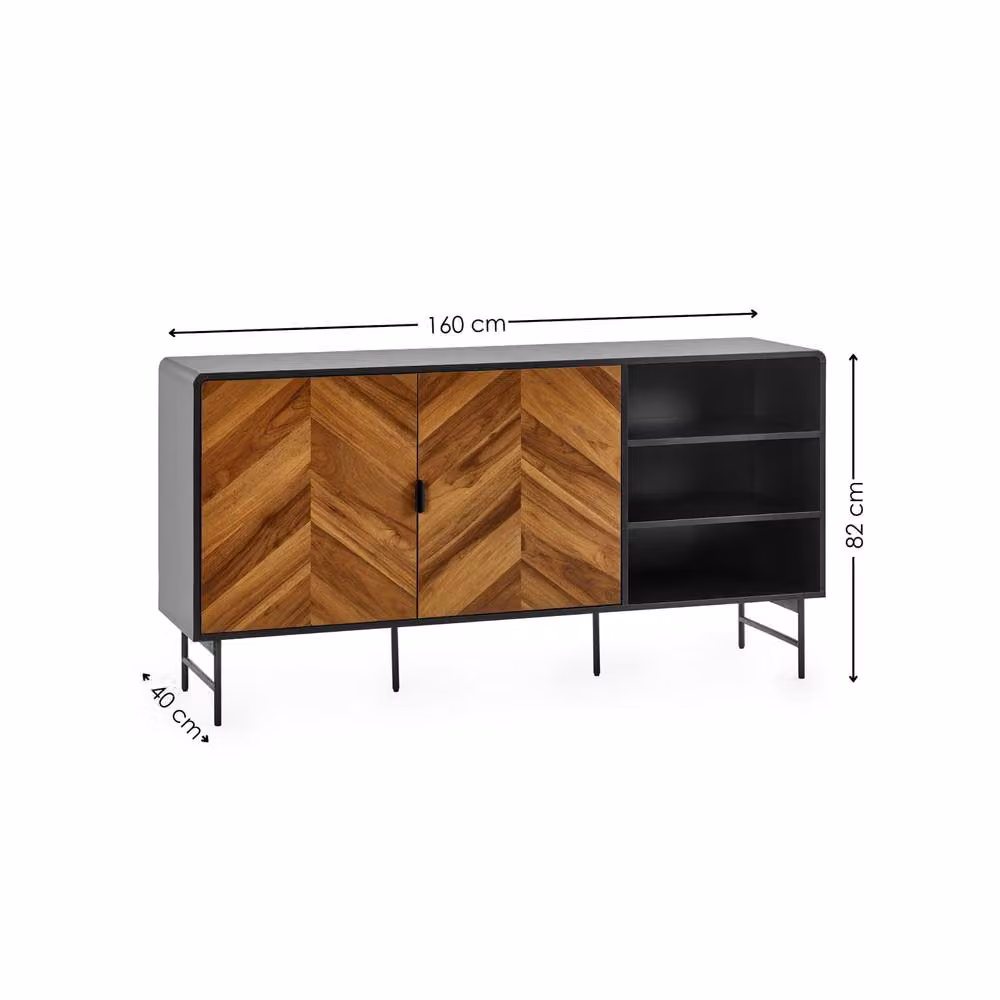 Cheshire Premium Aldwick Sideboard in Black and Natural Brown Wood – 5