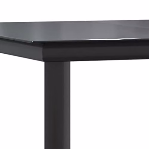 vidaXL Modern Rectangular Garden Dining Table in Black Steel and Tempered Glass, W/D/H: 160 x 80 x 74 cm – 4