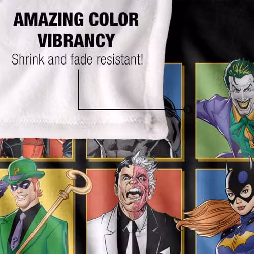 Warner Bros. Batman Character Squares Silky Touch Super Soft Fleece Throw Blanket, Multicolour, W: 91.44 cm x D: 147 cm – 3