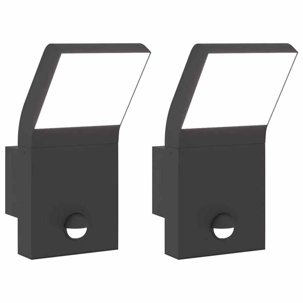 Berkfield Home Outdoor LED Wall Lights with Motion Sensor and Timer, 2-Piece Set, Black Die-cast Aluminium – 2