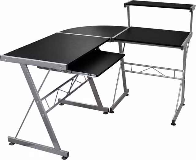 Berkfield Home Corner Computer Desk in Black, W/D/H: 132 x 112 x 99 cm – 1