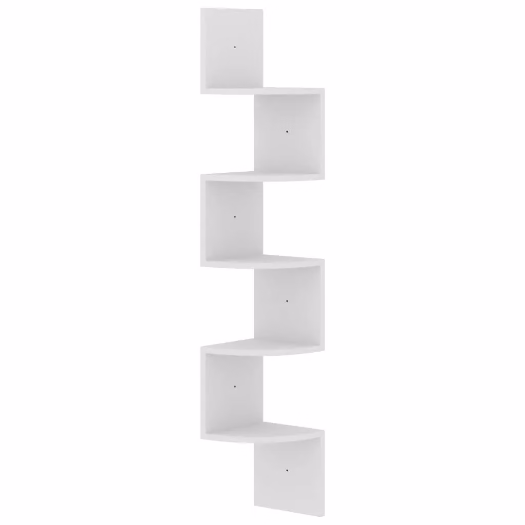 Berkfield Home White Wall Mounted Corner Shelf, W/D/H: 19 x 19 x 123 cm – 2