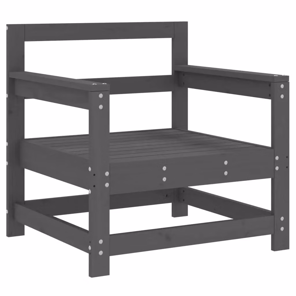 Berkfield Home Set of 2 Grey Rustic Pine Garden Chairs with Armrests – 2