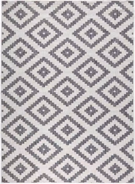 THE RUGS Malta Reversible Indoor Outdoor Flatweave Polypropylene Rug in Grey, W: 80 cm, L: 250 cm