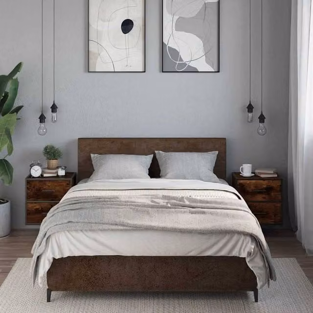 Berkfield Home Set of 2 Wall-mounted Bedside Cabinets, Smoked Oak Brown, W: 40 cm, D: 31 cm, H: 39.5 cm