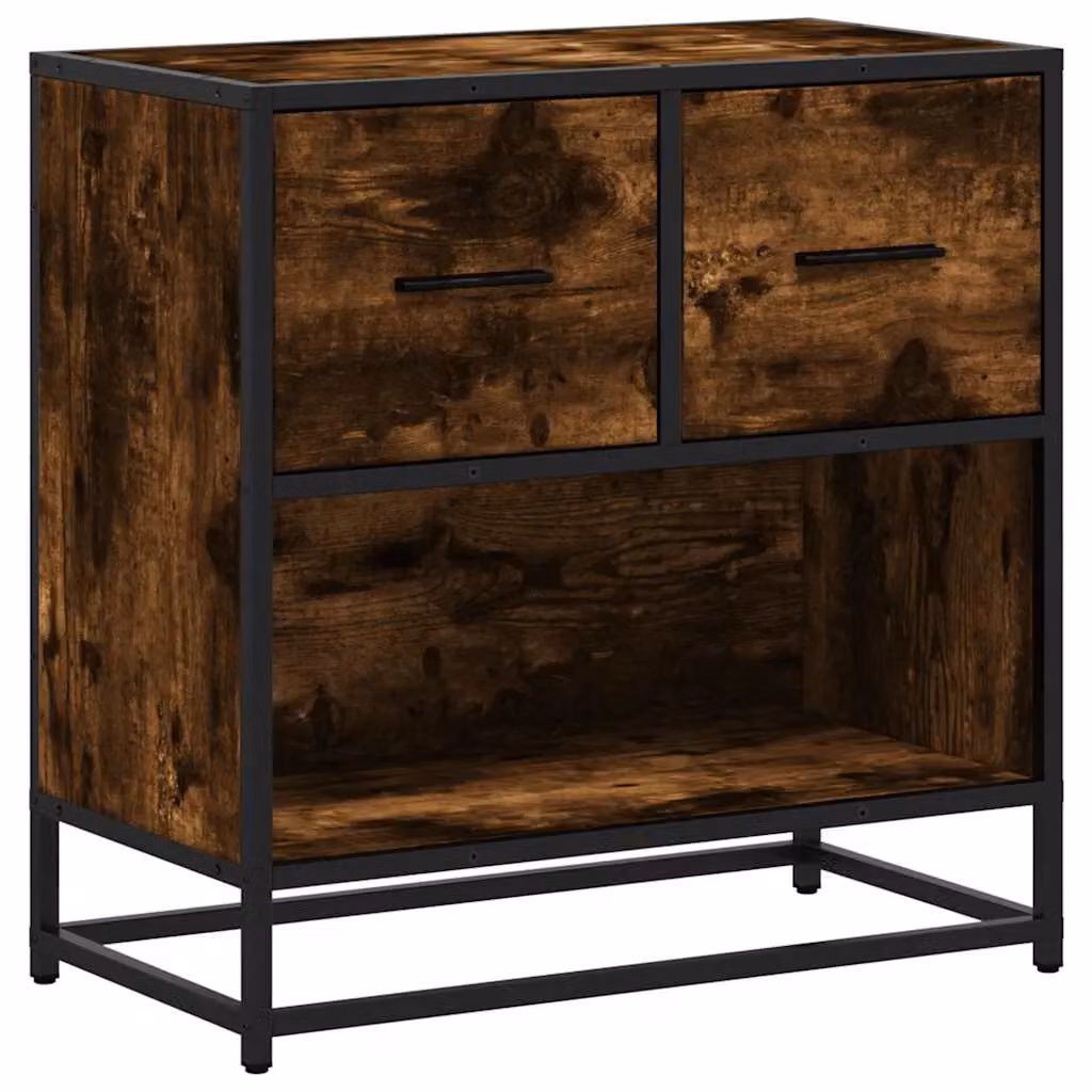 Berkfield Home Bedside Cabinet in Smoked Oak and Brown, W/D/H: 60 x 31 x 60 cm – 2