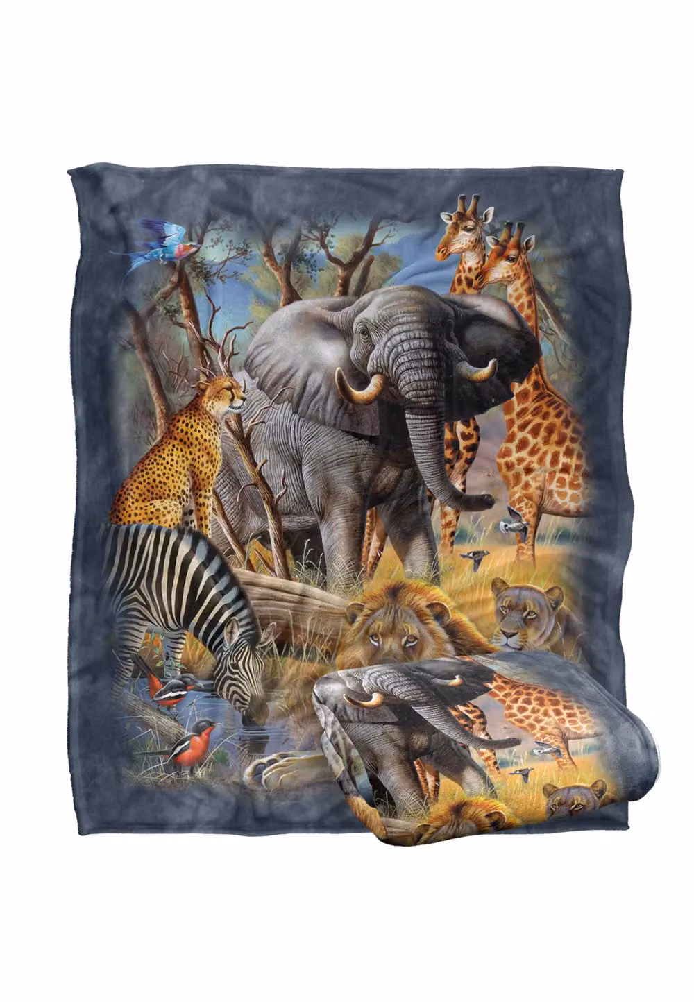 JQ Licensing African Animal Collage Super Soft Fleece Throw Blanket, Multicolour, W/D/H: 152 x 127 cm – 2
