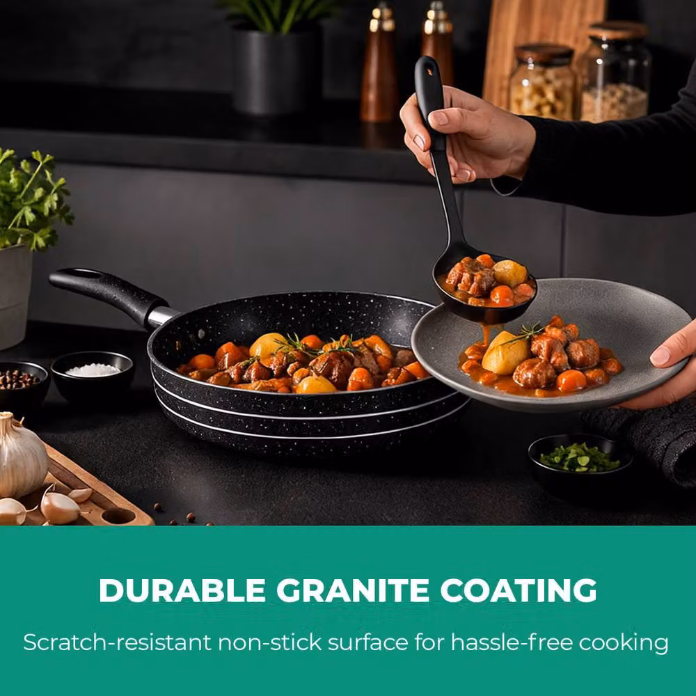 Royalford Smart Non-Stick Frying Pan with Durable Granite Coating, Black, 26 cm – 3