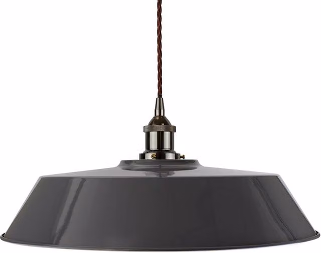 SE Home Chancery Large Suspended Pendant Light in Slate Grey with Black Nickel and Brown Twisted Details