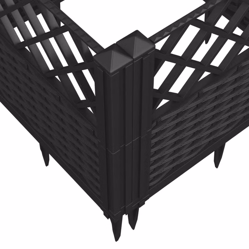 Berkfield Home Garden Planter with Pegs in Black, W/D/H: 43.5 x 43.5 x 43.5 cm – 4