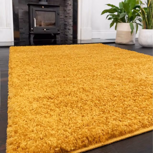 The Rug House Soft Value Yellow Ochre Shaggy Area Rug, Yellow, W: 160 cm, D: 110 cm