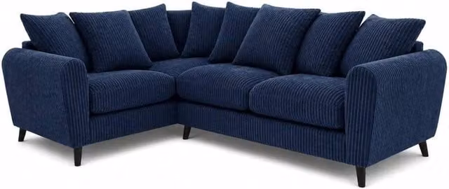 Bliss Furniture Harlow Jumbo Cord Left Hand Dual Arm Corner Sofa in Blue
