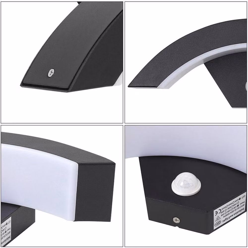 KORVIXA Modern Black Outdoor LED Wall Light with Motion Sensor, Warm White 12W – 3