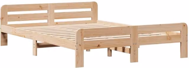 Berkfield Home Solid Wood King Size Bed Frame in Light Oak, W/D/H: 150 x 200 x 154 cm – 1