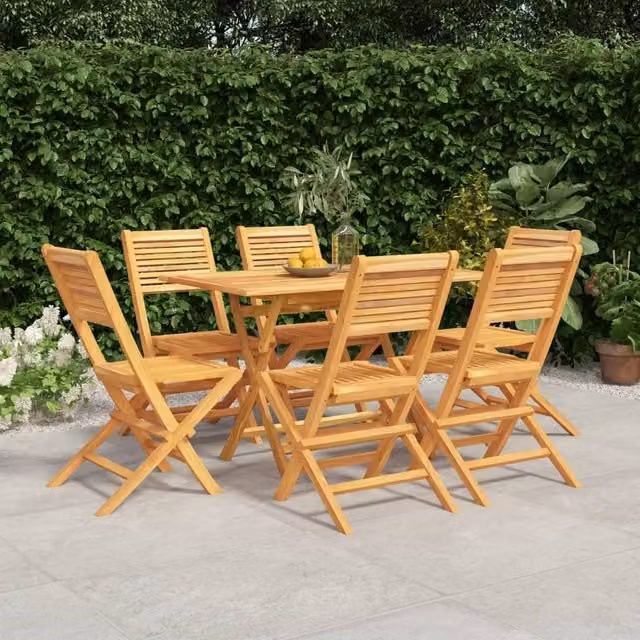 Berkfield Home 7 Piece Solid Wood Teak Garden Dining Set in Brown