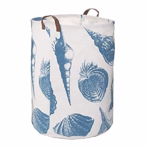 Orsina Echo Blue and White Cotton Fabric Laundry Bag with Handles