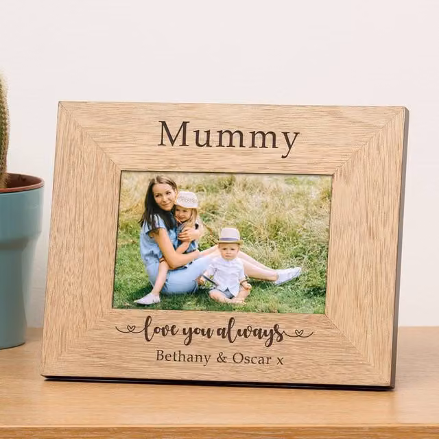 Uniqueful Personalised Love You Always Wood Picture Frame, Brown, W/D/H: 18.0 x 10 x 15 cm