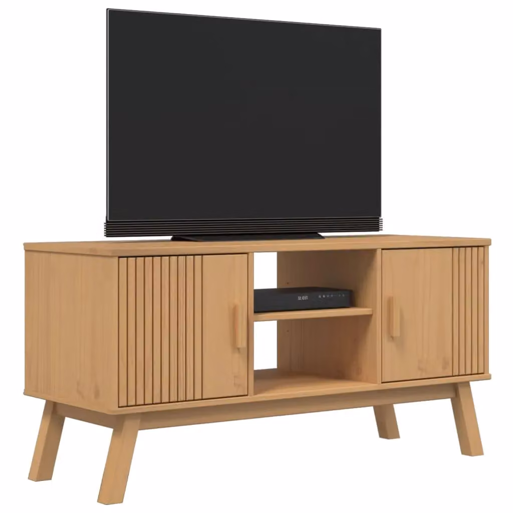 Berkfield Home OLDEN TV Cabinet in Brown Solid Pine Wood, W/D/H: 114 x 43 x 57 cm – 4