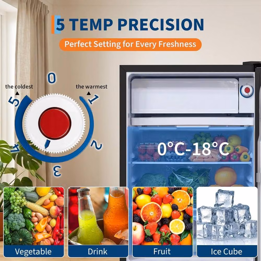 London Boutique 45L Compact Table Top Refrigerator with Freezer in Silver – 6
