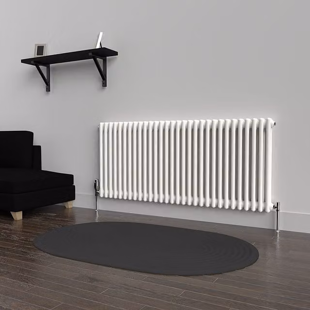 Lux Heat Horizontal 2 Column Steel Radiator in White, W: 137 cm, H: 60 cm