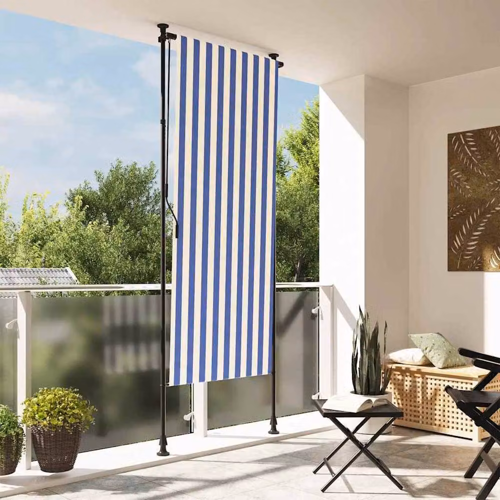 Berkfield Home Outdoor Roller Blind in Blue and White, W/D/H: 120 x 270 cm – 2