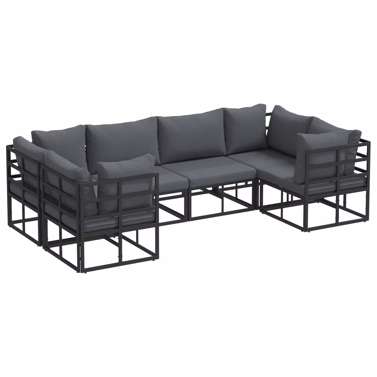 Berkfield Home 6 Piece Modern Black Aluminium Garden Sofa Set – 2