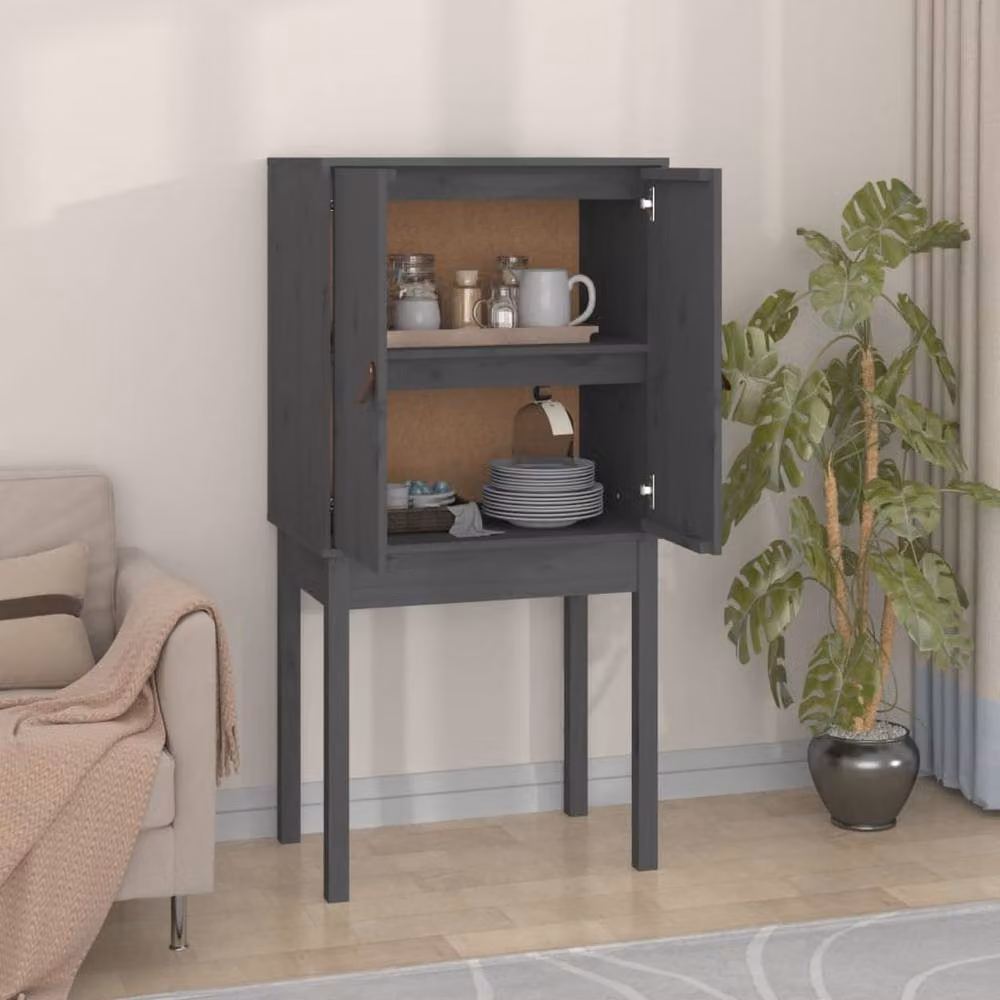 Berkfield Home Grey Solid Wood Pine Highboard, W/D/H: 60 x 40 x 120 cm – 2