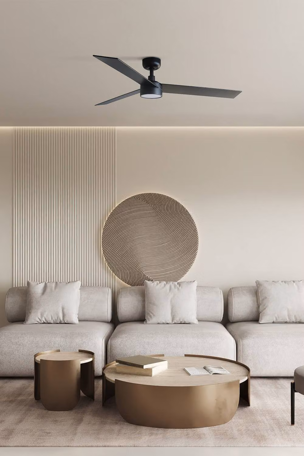 Netlighting Rudder 3-Blade Reversible Ceiling Fan with LED CCT in Black and Black Walnut, 132 cm – 2