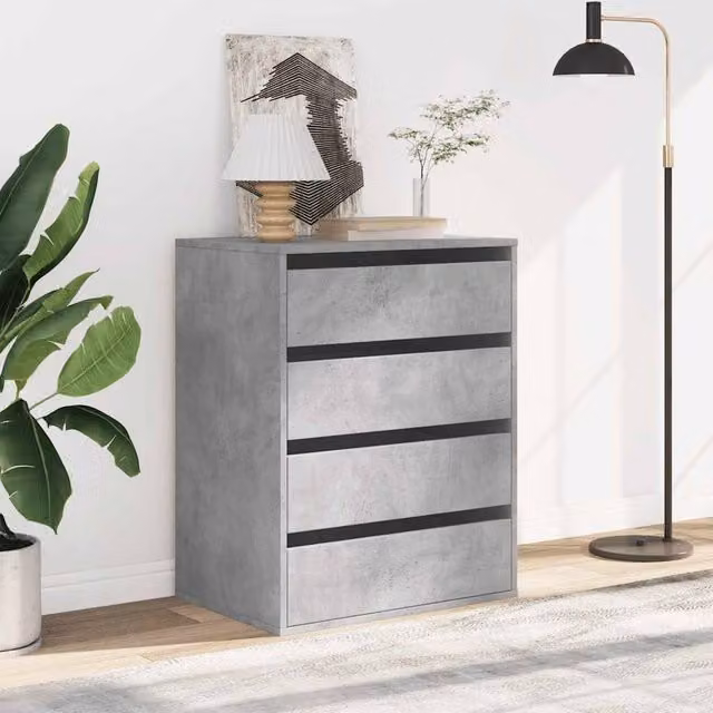 Berkfield Home Classic Corner Chest of Drawers in Concrete Grey, W: 60 cm, D: 41 cm, H: 76 cm
