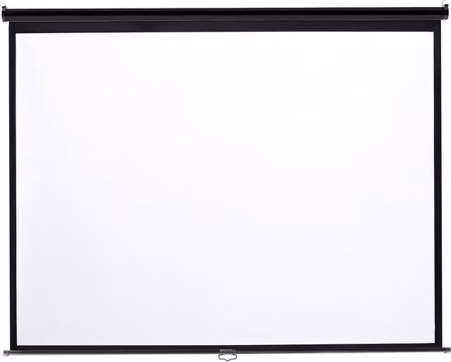Darphe Wall Mounted Manual Pull Down Projector Screen, 4:3 Aspect Ratio, Black and White