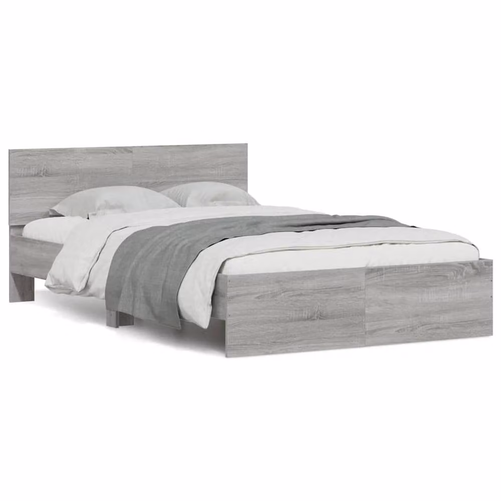 Berkfield Home Durable Bed Frame with Headboard and LED Under-Bed Lighting in Grey Sonoma, W/D/H: 140 x 190 x 70 cm – 2