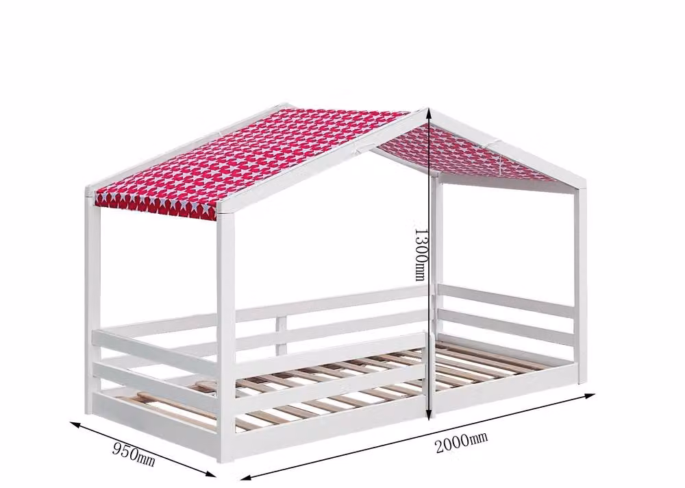 Comfy Living Ltd Solid Wood Childrens House Bed with Pink Tent in White and Grey, W/D/H: 90 x 200 cm – 2