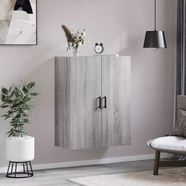 Berkfield Home Wall Mounted Cabinet in Grey, W/D/H: 69.5 x 34 x 90 cm – 1