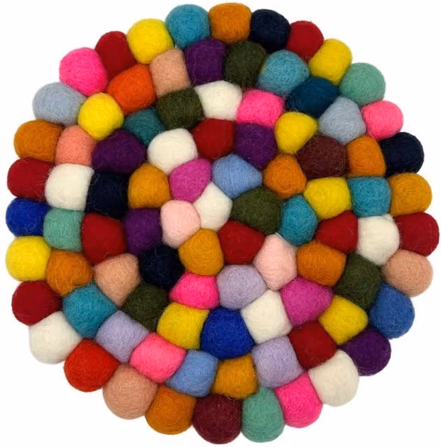KDMD Multicolour Round Felt Ball Placemat