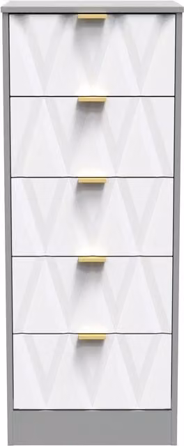 Ready Assembled 2 U Washington 5 Drawer Tall Bedside Chest in White and Multicolour – 1