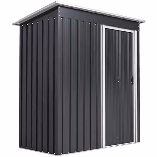Outsunny Metal Garden Storage Shed with Sliding Door and Lock, Black – 1