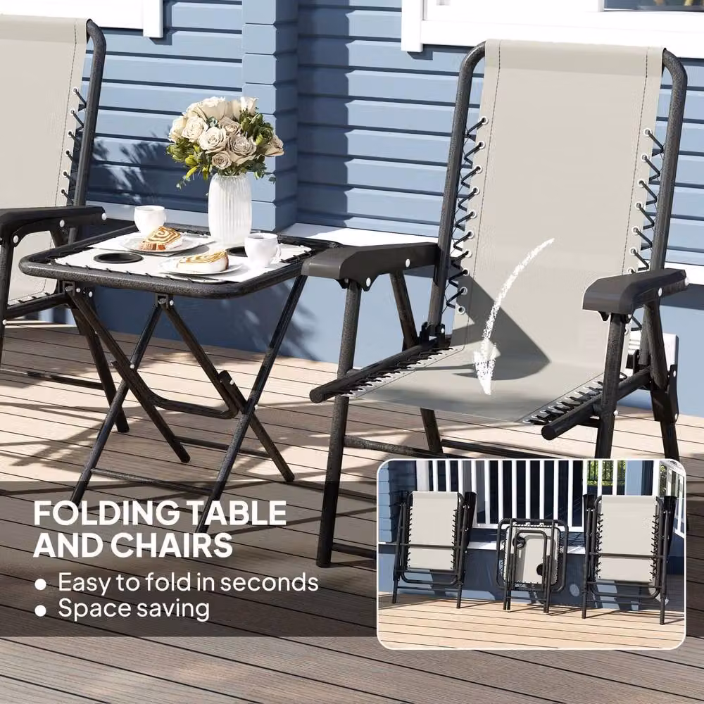 Wyld Haus Diroke 3 Piece Folding Bistro Set in White and Black – 5