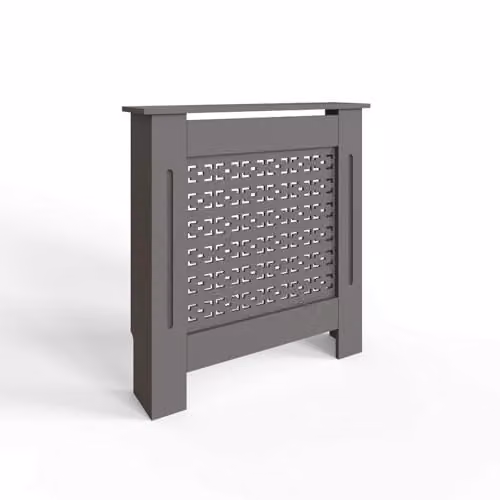 FWStyle Grey Geometric Small Radiator Cover Shelf Cabinet W: 82.3 cm, H: 78 cm, D: 19 cm – 1